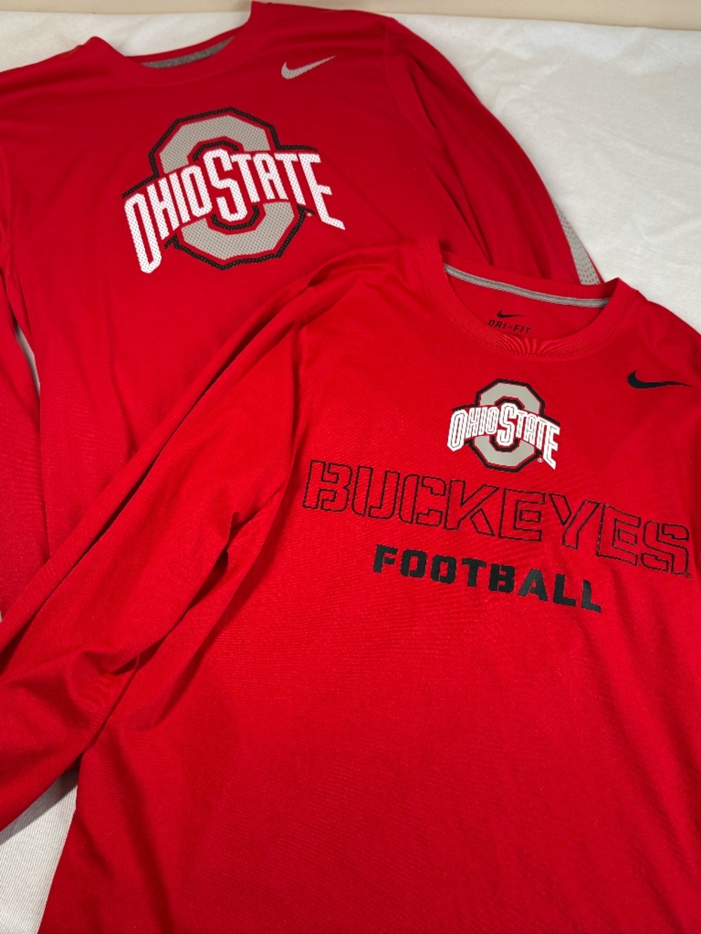 Nike Men's Dri-Fit Ohio State Buckeyes Long Sleeve Shirts Size Medium - Set of 2